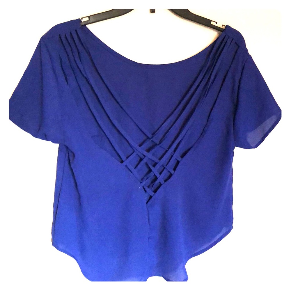 Blue Backless Strappy Blouse